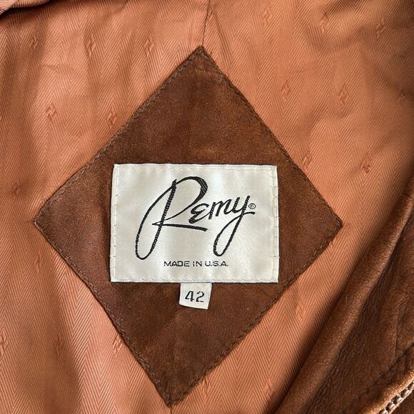 Vintage 80's Remy Men’s Buttery Soft Leather Bomber Jacket Brown Size 42 - Picture 7 of 16